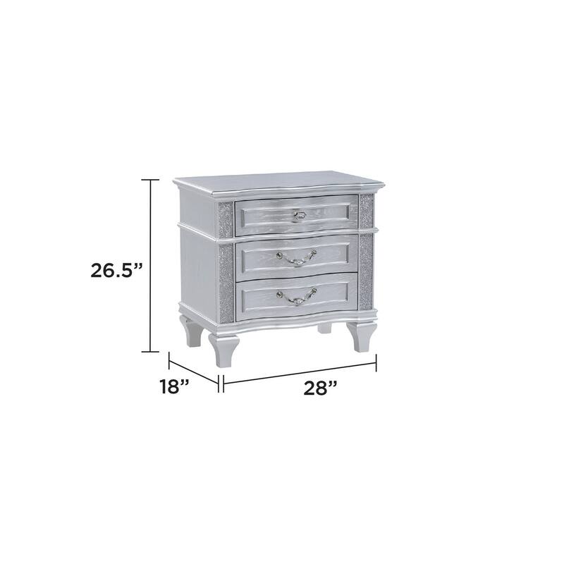 Mystic Contemporary Style Nightstand made with wood in Silver (INCLUDES ONLY NIGHTSTAND)