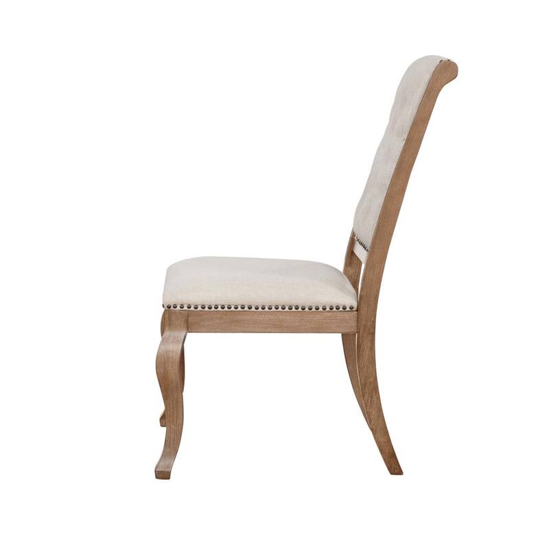Set of 2 Cream Fabric Upholstered Dining Chairs
