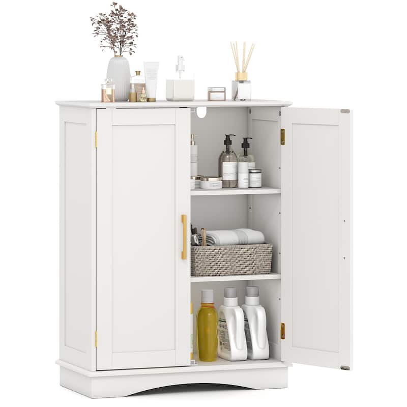 Freestanding Floor Storage Cabinet with Adjustable Shelves and 2 Doors for Bathroom or Kitchen - 23.5" x 12" x 31.5"
