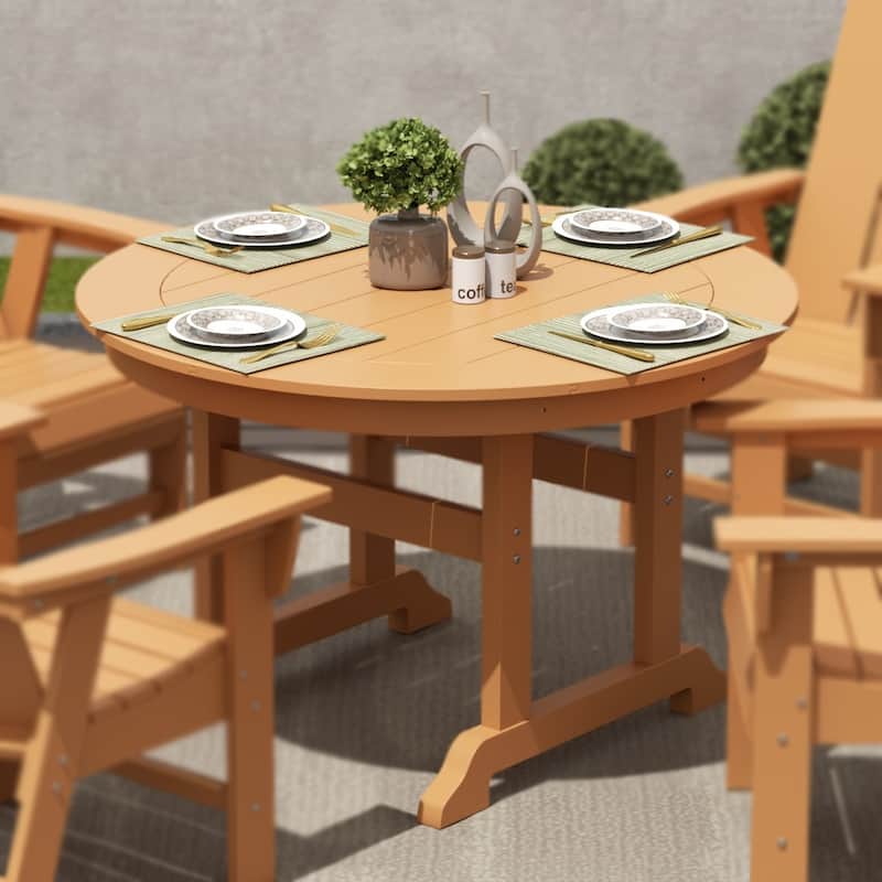Polytrends Laguna Hdpe All Weather Outdoor Patio 47" Round Dining Table - Teak