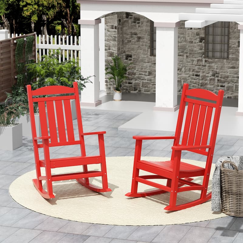Laguna Hdpe All Weather Outdoor Patio Rocking Chair (Set of 2) - Red
