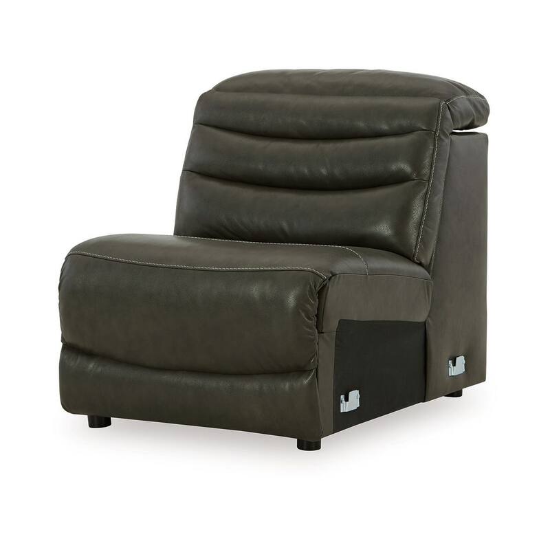 Winona Modular Armless Accent Chair, Tufted Dark Gray Faux Leather