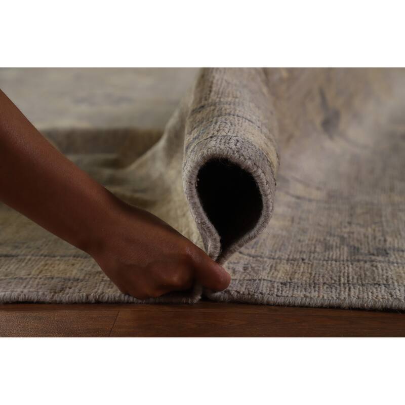 Hand Knotted Oriental 100% Wool Carpet Transitional All-Over Greys & Charcoal Oushak Area Rug - 11' 10'' X 8' 9''