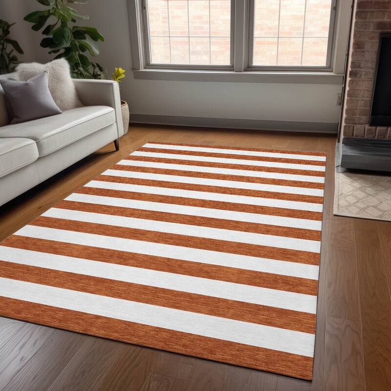 Elri Stripe Weather Resistant Blended Style Outdoor Rug