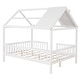 preview thumbnail 8 of 9, Full Size Wood House Bed With Fence,Solid Construction