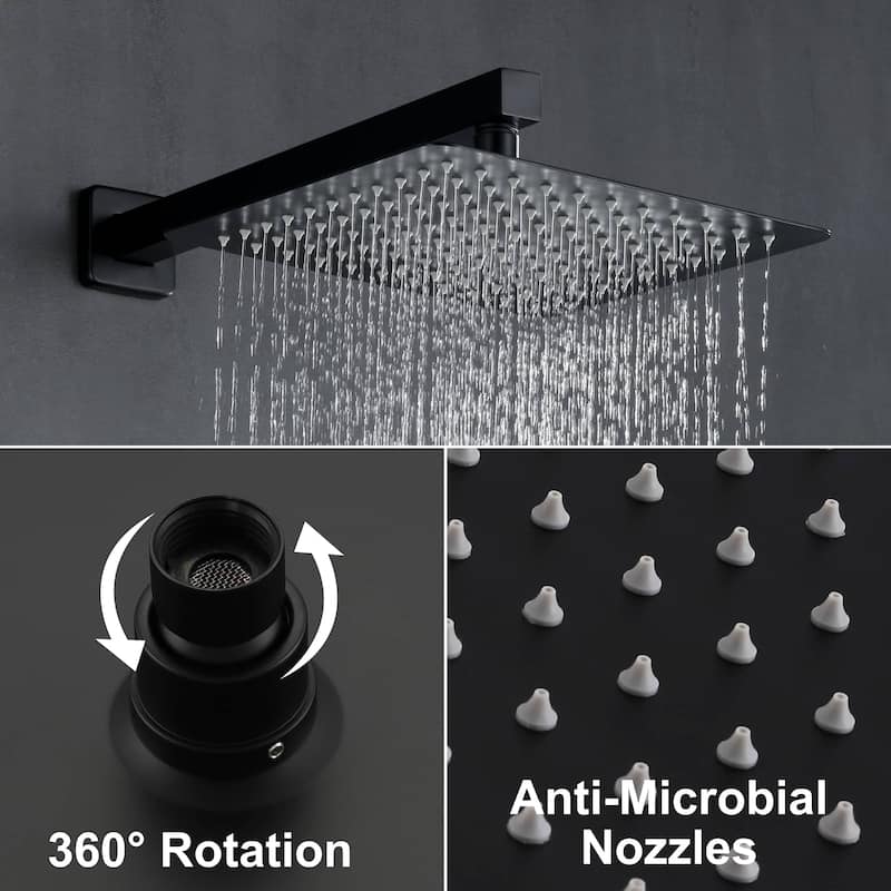 Wall Mounted Shower Faucet With Hand Shower Modern Shower System Set 10 Inch Rainfall Shower Head With Pressure Balance Valve