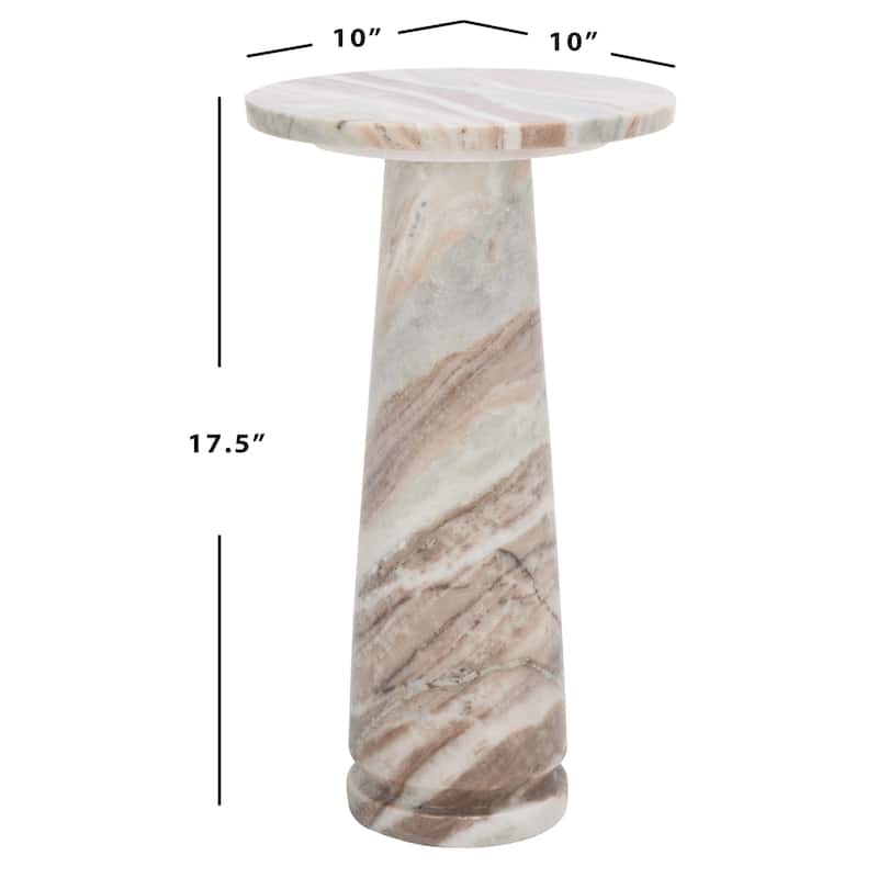 SAFAVIEH Couture Valentia Round Marble Accent Table - 10" W x 10" D x 18" H