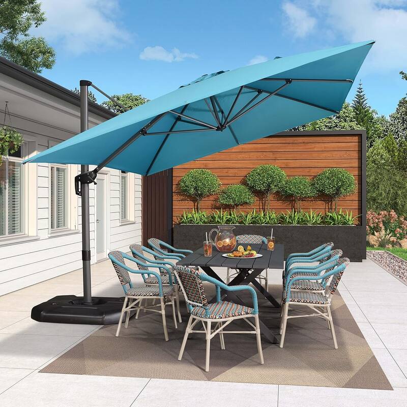 PURPLE LEAF 10 x 13 ft 360 Degree Rotation Patio Umbrella - Blue