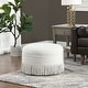 preview thumbnail 49 of 90, Yolanda Performance Fabric 25" Tufted Round Footstool Ottoman with Rope Fringe
