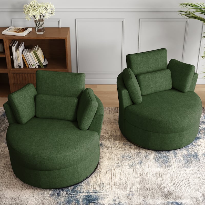 Upholstered Barrel Swivel Accent Chairs