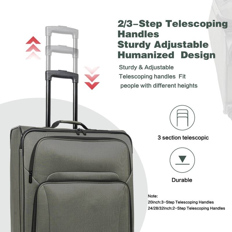 SoftshellLuggage Expandable 3 Piece Set Suitcase with Duffel Bag Softside Lightweight Luggage Travel Set