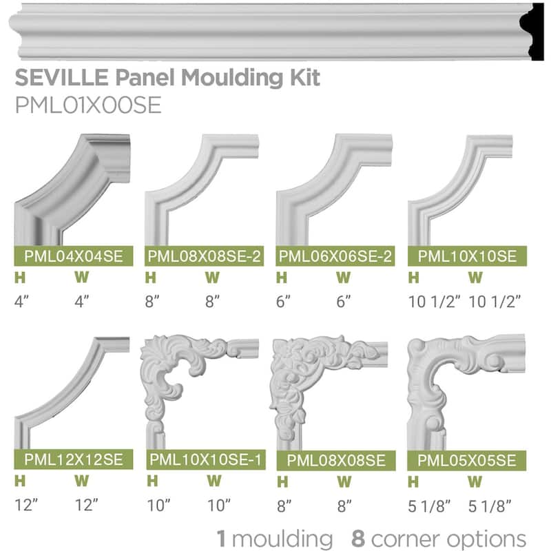 1 1/2"H x 3/4"P x 94 1/2"L Seville Panel Moulding