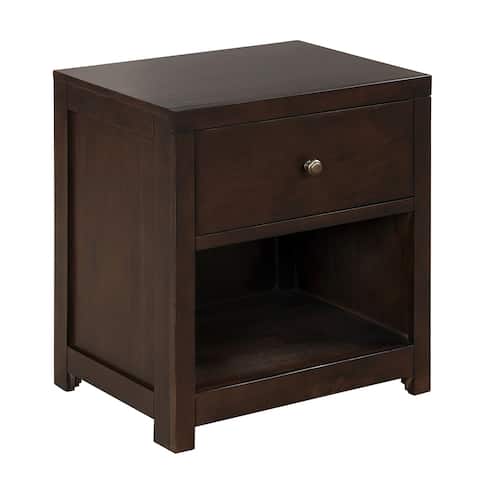 Wood Nightstand Bedside Table With 1 Drawer And 1 Shelf,Dark Brown