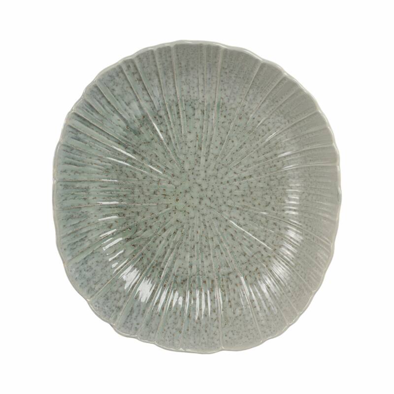 Decorative Round Scalloped Edge Bowl with Speckled Finish - 17", Gray - 17.0"