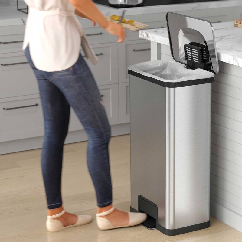 Halo 18 Gallon / 68 Liter AirStep Stainless Steel Kitchen Trash Can with Odor Filter