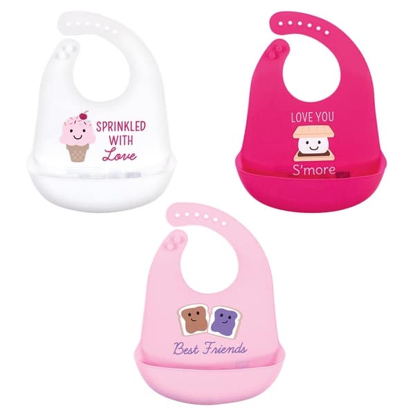 slide 1 of 1, Hudson Baby Infant Girl Silicone Bibs 3pk, Ice Cream, One Size - Ice Cream - One Size One Size - Ice Cream