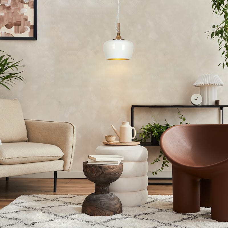 Modern Farmhouse Black Gold 1-Light Pendant Light Dome Island Lights for Dining Room