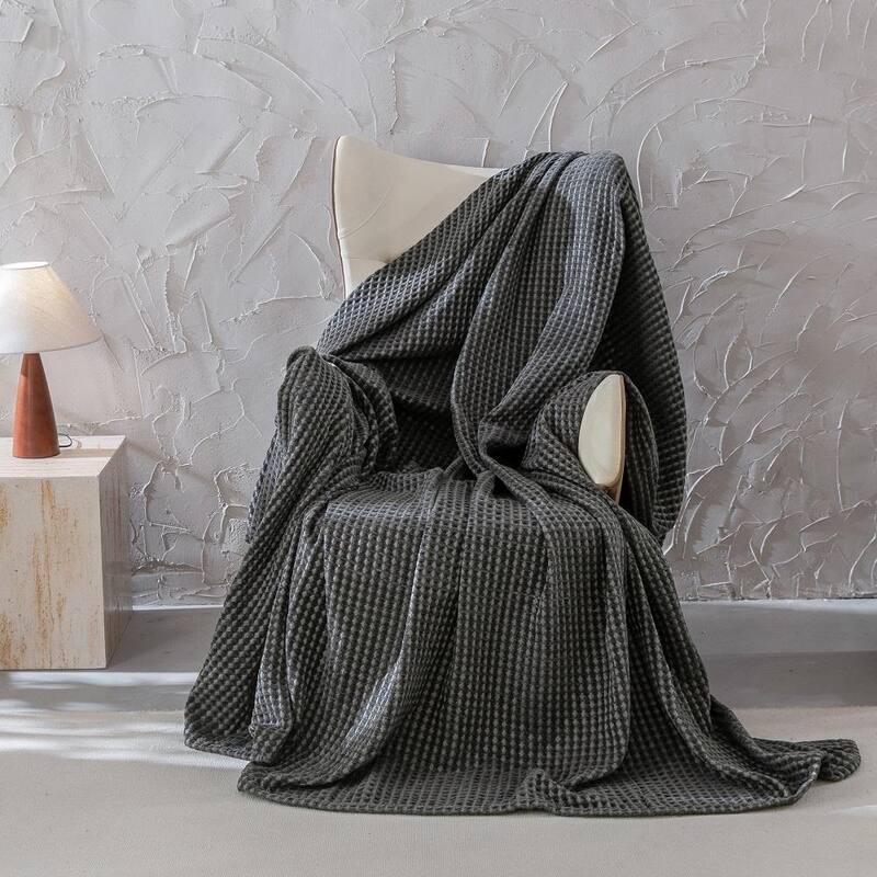 Fluffy Waffle Weave Chenille Throw Blanket