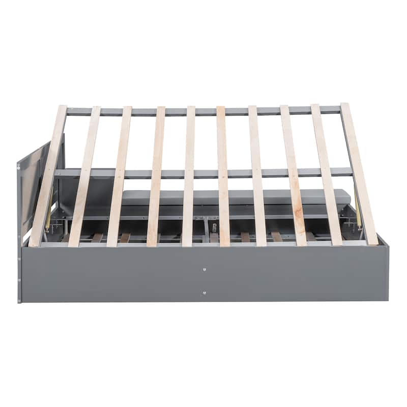 Full Size Wood Storage Hydraulic Platform Bed