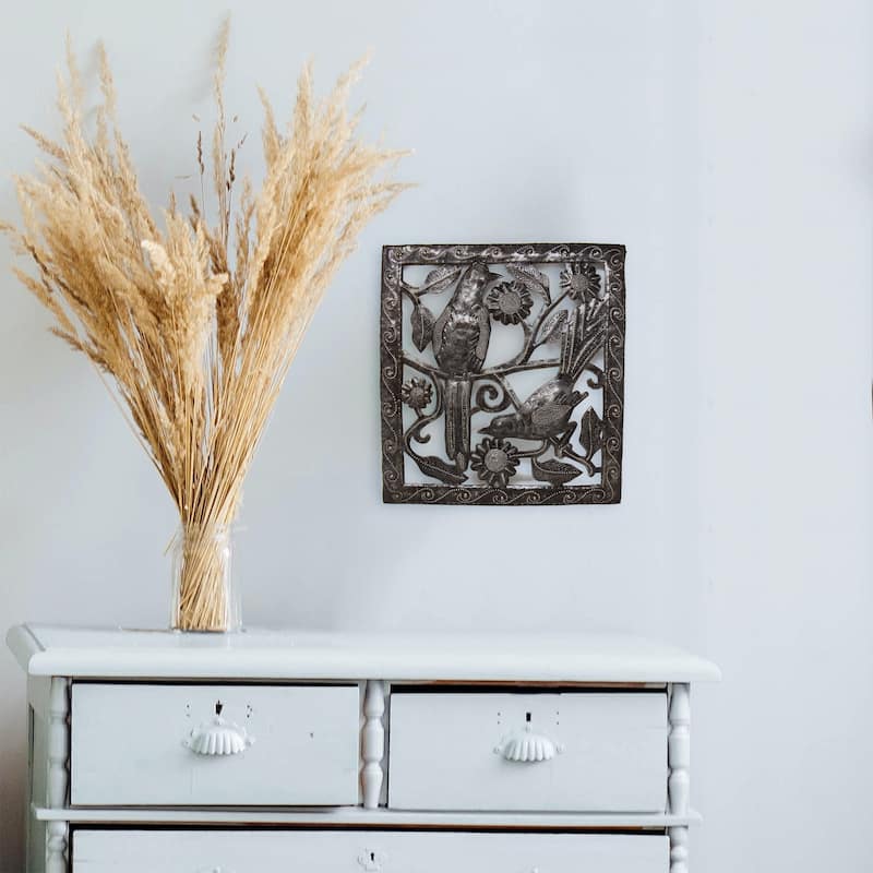 Handmade Two Birds Metal Wall Art (Haiti)