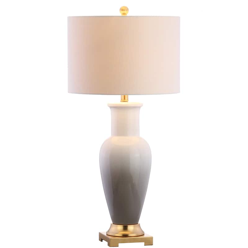 Carter Dye 31.5" Ceramic LED Table Lamp, White/Navy by JONATHAN Y