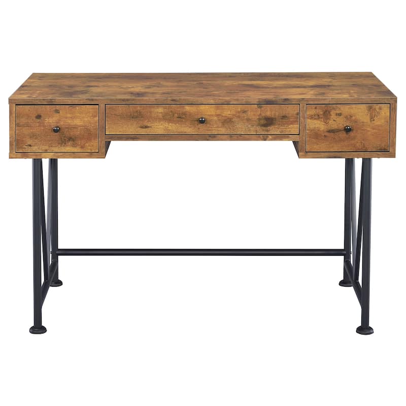 Analiese 47-inch 3-Drawer Writing Desk Rustic Nutmeg