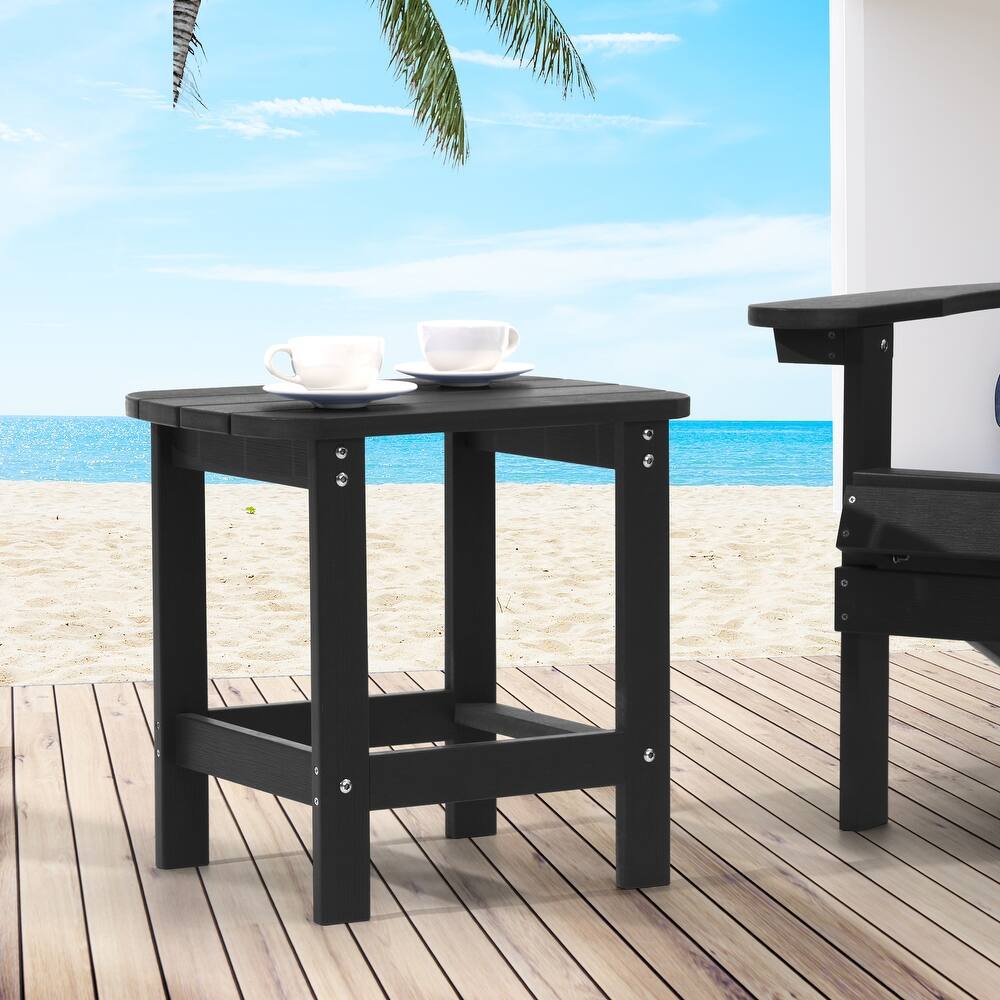 LIVOOSUN Patio Adirondack Plastic Wood Outdoor Side Table for Deck