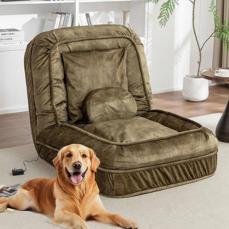 70" Adjustable Bean Bag Sofa Bed for Humans & Pets with Massage Pillow & 2 Soft Pillows , Velvet Waterproof Cover