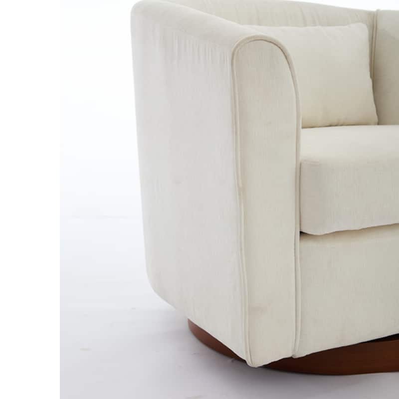 Swivel Wide Upholstered Sofa Chairs with Wood Base Side