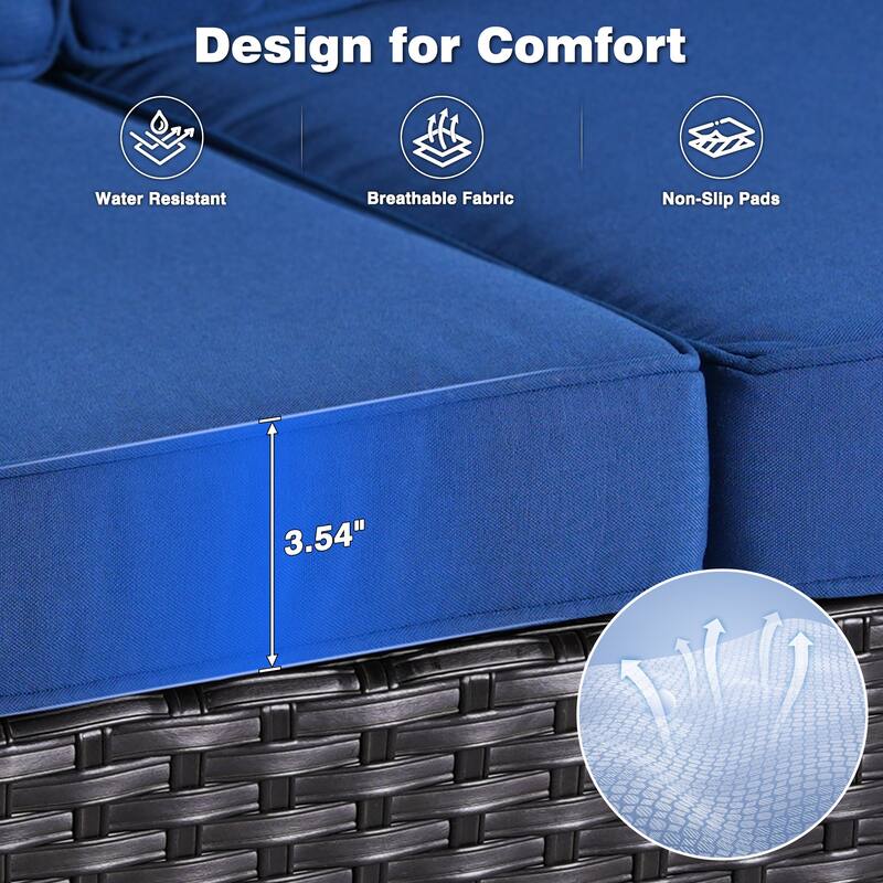 OVIOS 9-piece Patio Wicker Swivel Rocking Chair Set With Fire Pit