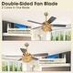 preview thumbnail 8 of 18, 52" Farmhouse Natural Rope Reversible 5-Blade Gold Ceiling Fan with Remote