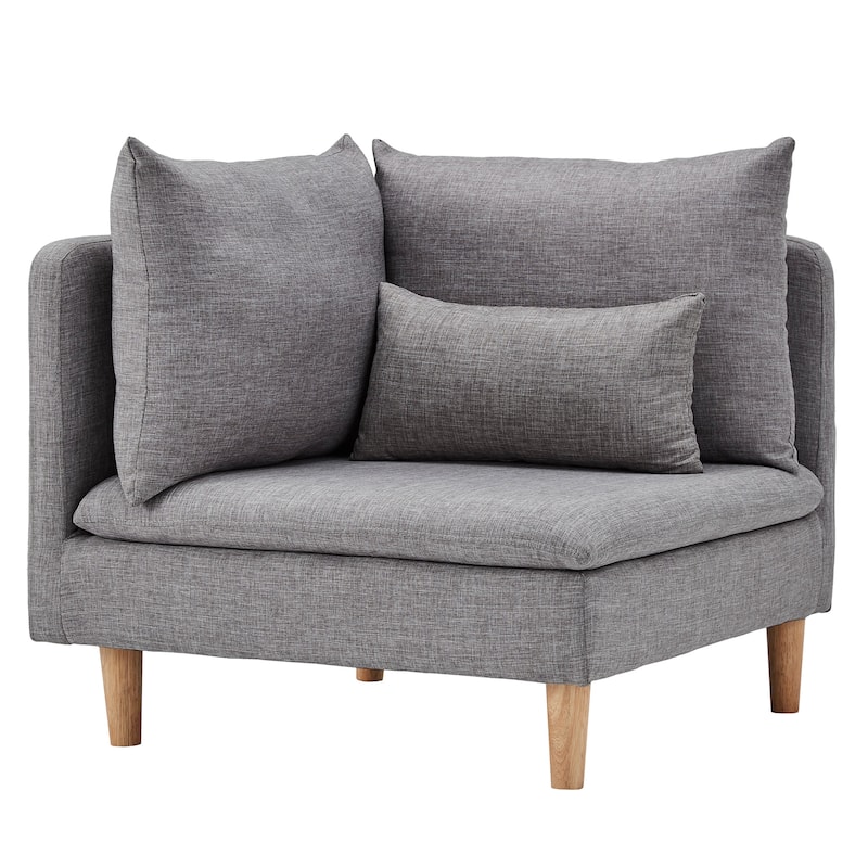 Malina Modular Mid-Century Corner Chair by iNSPIRE Q Modern - Grey Linen-Corner Chair