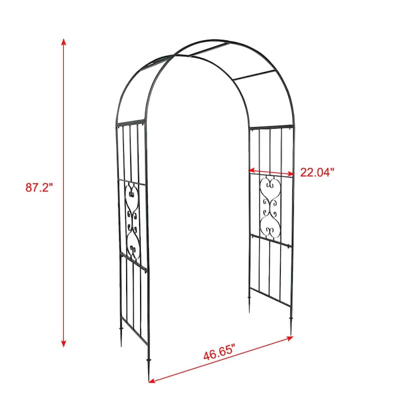 Arc Roof Wrought Iron Arch Plant Climbing Frame - Dark Green