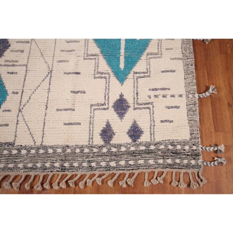 All-Over Geometric Moroccan Oriental Area Rug Handmade Wool Carpet - 8'9"x 13'1"