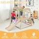 preview thumbnail 9 of 8, 6-in-1 Indoor Jungle Gym Kids Wooden Playground with Monkey Bars-Multicolor - Multicolor - 81" x 44" x 47"