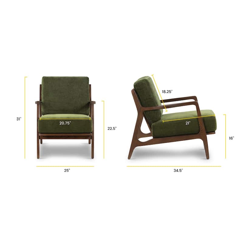 Poly & Bark Verity 25" Fabric Lounge Chair - Solid Wood Frame