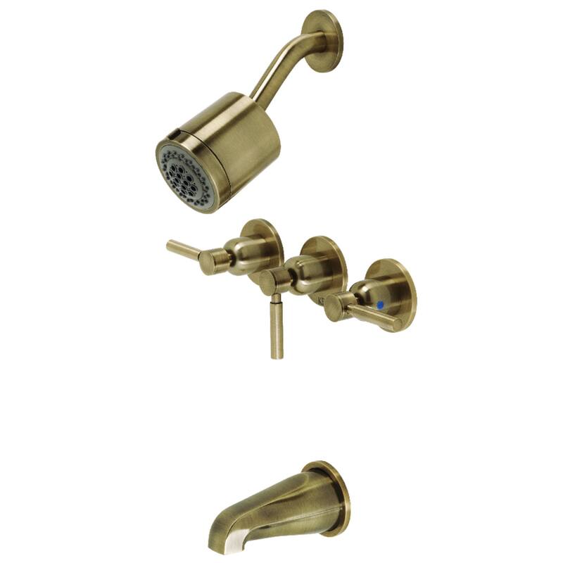 Concord Three-Handle Tub and Shower Faucet - Antique Brass
