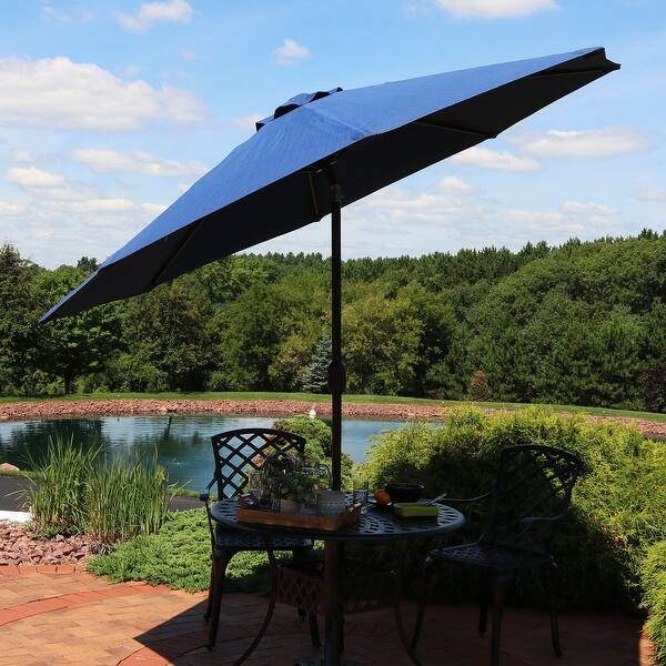 Shop Black Friday Deals On Sunnydaze 9 Fade Resistant Outdoor Patio Umbrella With Auto Tilt Navy Blue Navy Blue Navy Blue Navy 9 Ft Overstock 28730827
