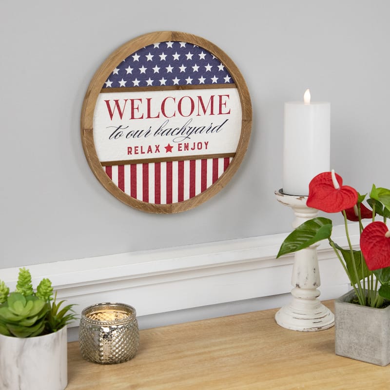 Welcome to Our Backyard Americana Framed Wall Sign - 11.75"