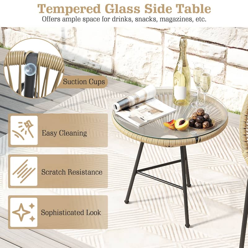 Gymax 3-Piece Wicker Patio Bistro SetOutdoor Acapulco Chairs and