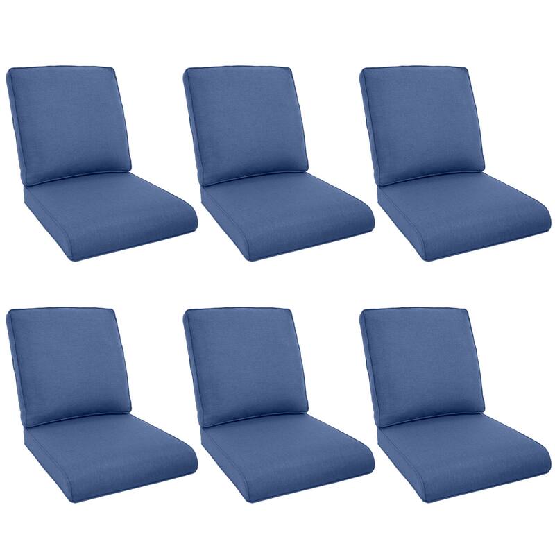 Pocassy 22x25x4" Outdoor Cushion for Swivel Chairs Sofa Set - Blue Cushion - 6 Set Seat & Back Cushion