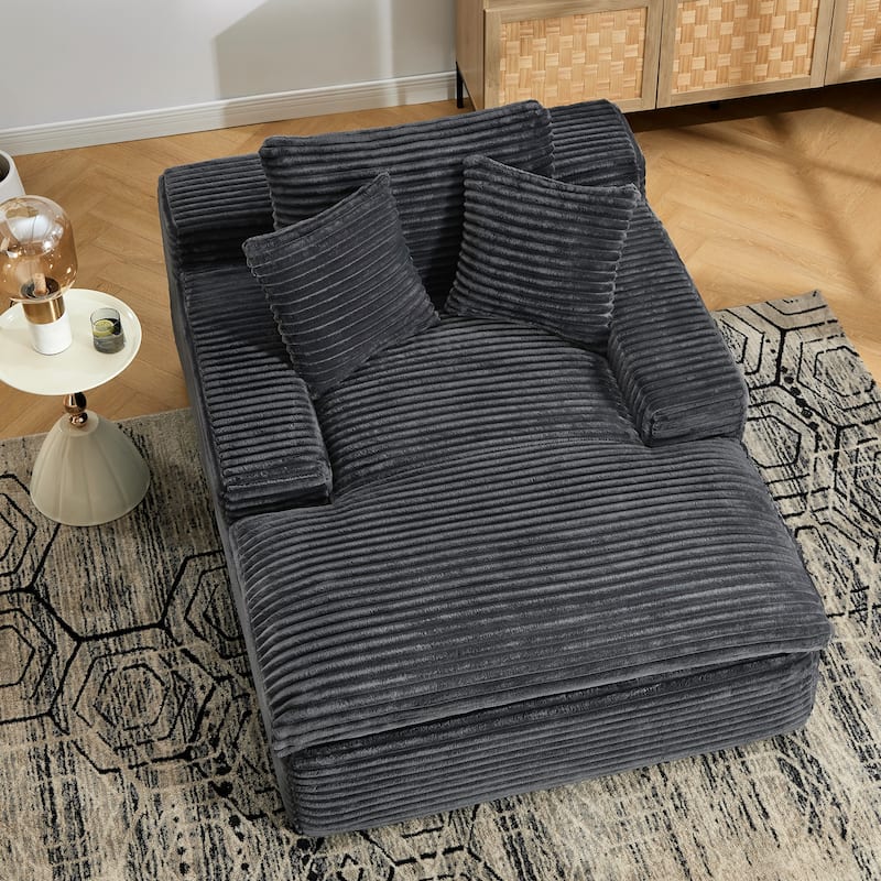 67" Upholstered Chaise Lounge Chair Sleeper Sofa Bed with Pillows, No Assembly Required - Grey