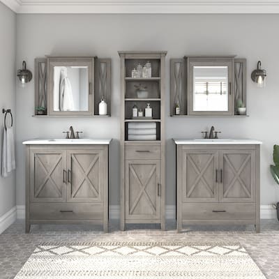 Key West 64W Double Vanity with Sinks and Storage by Bush Furniture