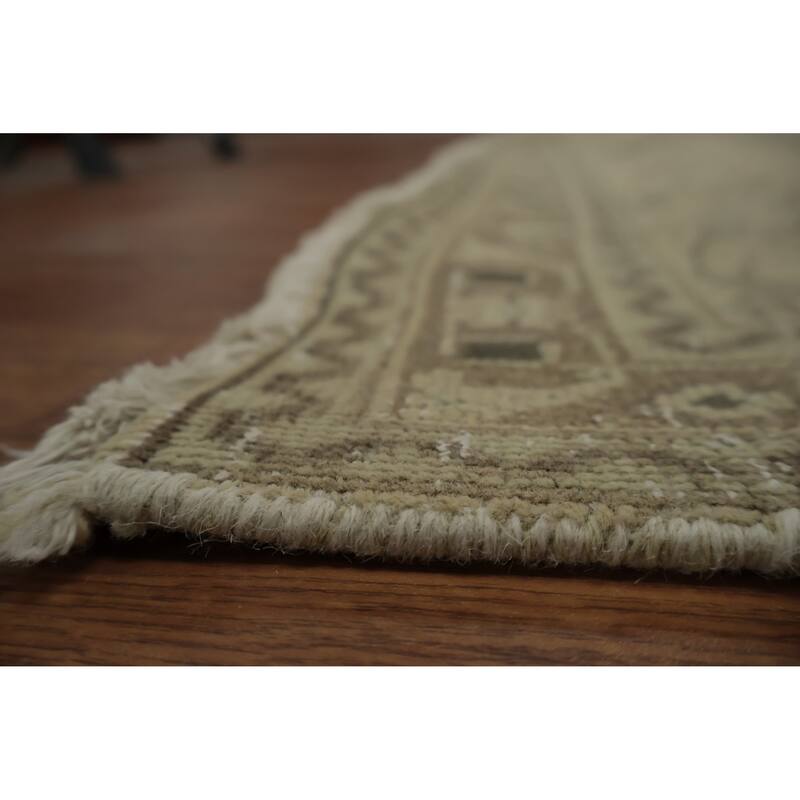 Hand Knotted Oriental 100% Wool Carpet Traditional Floral Beige & Ivories Tabriz Area Rug - 12' 6'' X 9' 4''