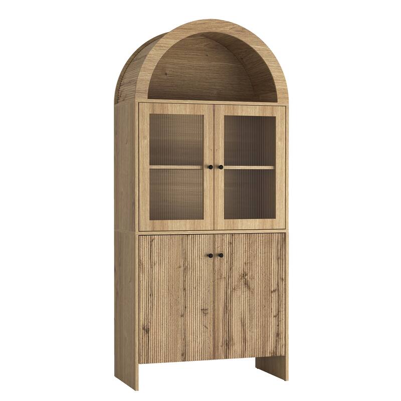 Natural Wood Grain Tech-Inspired MDF Dome Cabinet A Smart Combination of Snack Storage and LED Lighting - Natural