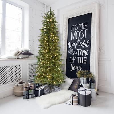 Fraser Hill Farm 9 Ft. Pine Slim Artificial Christmas Tree, Lighting