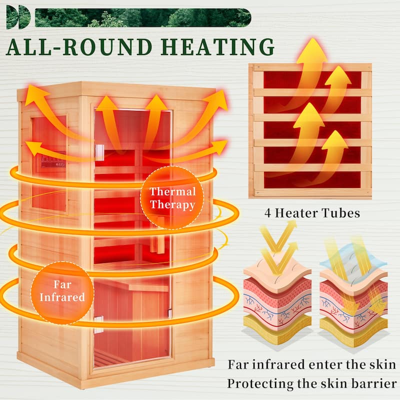 EROMMY up to 3 Person Infrared Sauna with 10-Minute Warm-Up Heater Tube and Carbon Plate