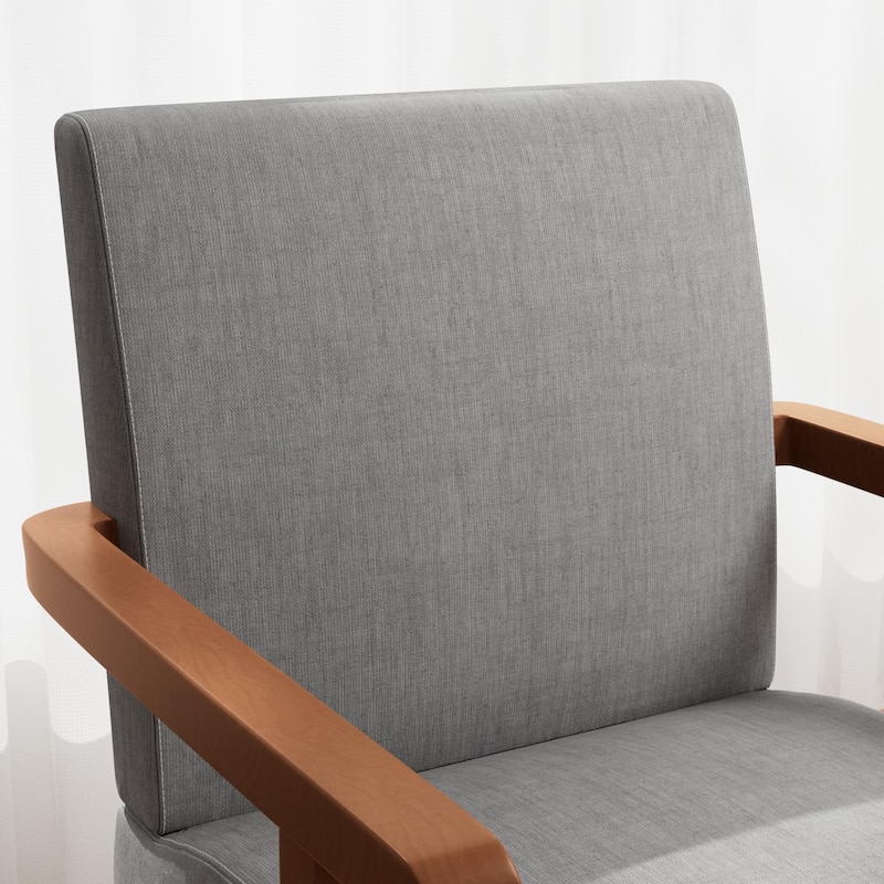 Light Gray 18.7" Arm Chairs with Round Wood Table (Set of 2)