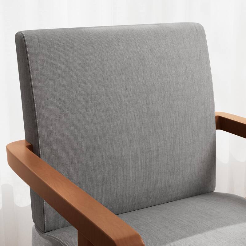 Light Gray Modern 18.7" Arm Chairs with Durable Hardwood Frame and Round Wood Table (Set of 2)