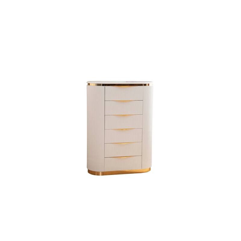 Laura Contemporary Style 5-Drawer Chest Made with Wood & Gold Finish